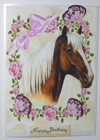 Beautiful Horse in Pink Rose Frame by Jean-Marie Penny
