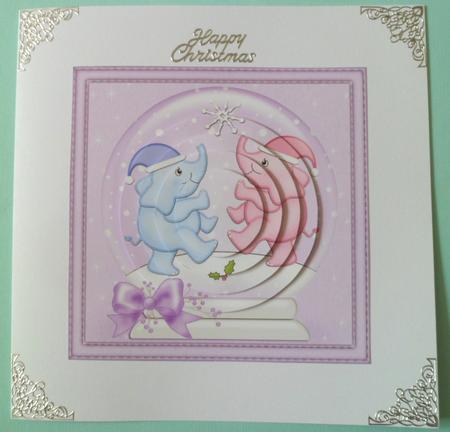 Cute Elephants Snowglobe Circle Pyramage Topper by Jean-Marie Penny