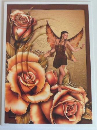 Autumn Rose Fairy Oval Pyramid Topper by Jean-Marie Penny
