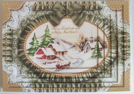 Christmas Landscape Ruffle Card Topper A4 Kit by Jean-Marie Penny