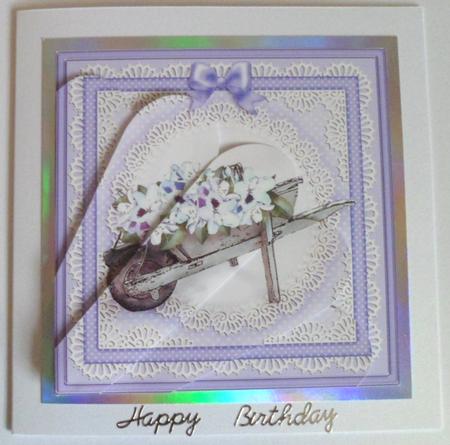 Flower Filled Wheelbarrow Quick Card Fan Pyramage Topper by Jean-Marie Penny