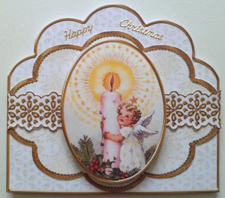 Candle Angel Flake Anglaise Scallop 3D Decoupage Card Kit by Jean-Marie Penny