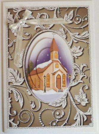 Snowy Christmas Church & Bling Frame by Jean-Marie Penny