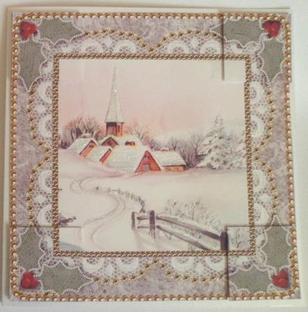 Christmas Snow Village Vintage Lace 8inch Picture Sheet by Jean-Marie Penny