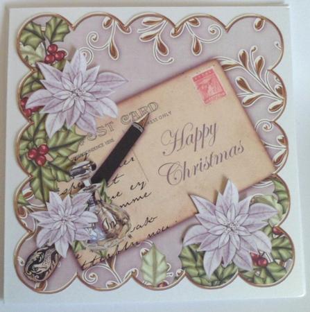 Silver Poinsettia Happy Christmas 8in Scallop Step by Step by Jean-Marie Penny