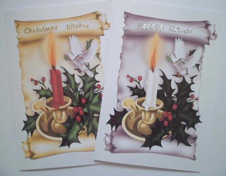Beautiful Candle Displays with Doves on Scroll Toppers by Jean-Marie Penny