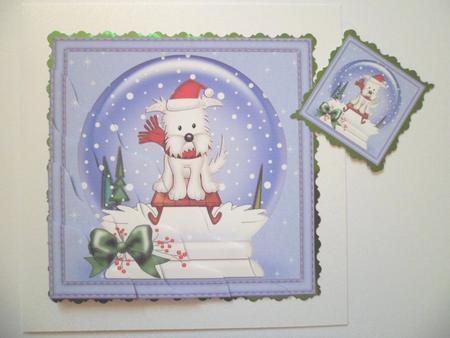 Xmas Sledging Westie Dog Snowglobe Wavy Corner Stacker by Jean-Marie Penny
