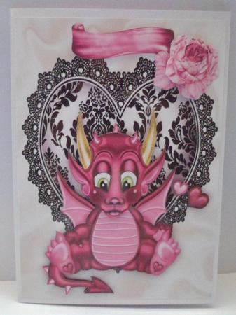 Little Dragon on a Heart with Roses by Jean-Marie Penny