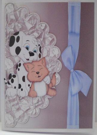 Lovable Dalmation and Kitty on Scalloped Envelope by Jean-Marie Penny
