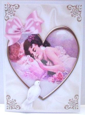 Sleep Pretty Maiden in Vintage Heart with Doves by Jean-Marie Penny