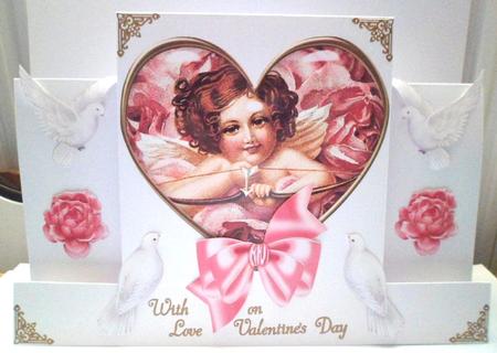Sweet Vintage Cherub with Roses and Doves by Jean-Marie Penny
