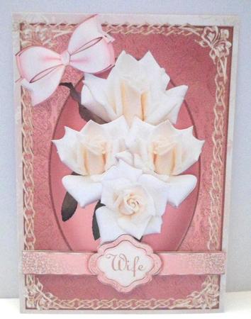 Beautiful White Roses on a Pink Background by Jean-Marie Penny
