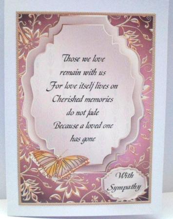 Sympathy Card with Poem and Gilded Butterfly by Jean-Marie Penny