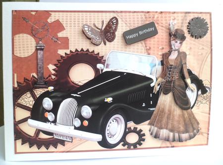 Morgan Car on Steam Punk Background with Lady by Jean-Marie Penny