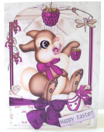 Easter Bunny with Big Bow in Lace Frame by Jean-Marie Penny