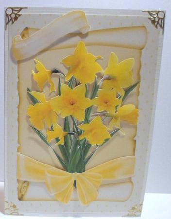 Daffodils with Bow on a Scroll by Jean-Marie Penny