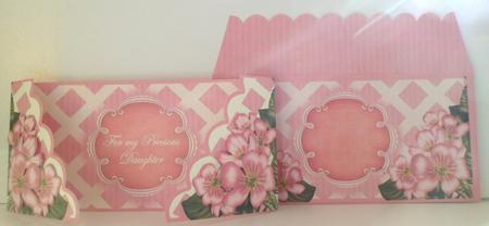 Pink Blossom Precious Daughter Fancy Lattice 3D Card Kit by Jean-Marie Penny