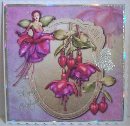 Fuchsia Fairy & Fuchsias Square + Decoupage by Jean-Marie Penny