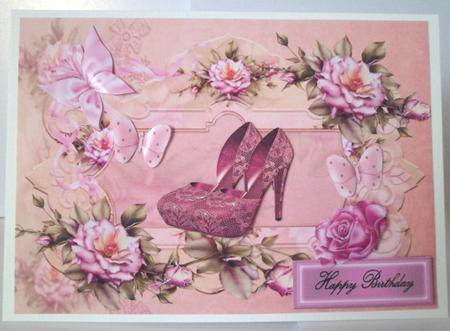 Beautiful Pink Lace Shoe & Pink Flowers by Jean-Marie Penny