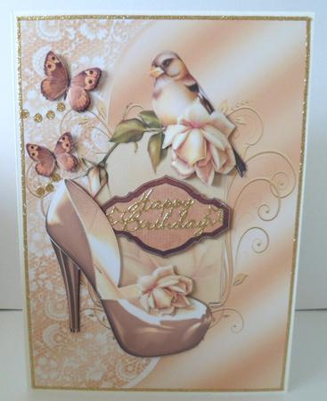Lovely Light Gold Shoe with Rose's by Jean-Marie Penny