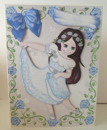 I Love to Dance, in Pretty Blue Rose Frame A4 by Jean-Marie Penny