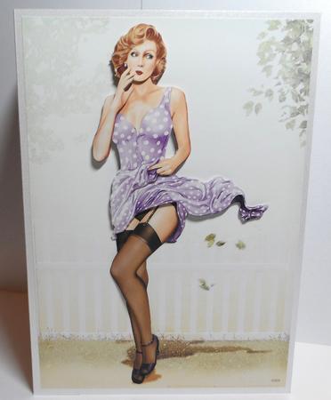 1950's Pin Up Girl Eva Grace Decoupage Sheet (lilac) by Jean-Marie Penny