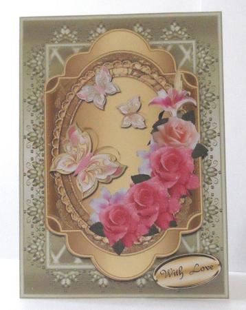 Metallic Folded Card with Roses & Butterflies 2 by Jean-Marie Penny