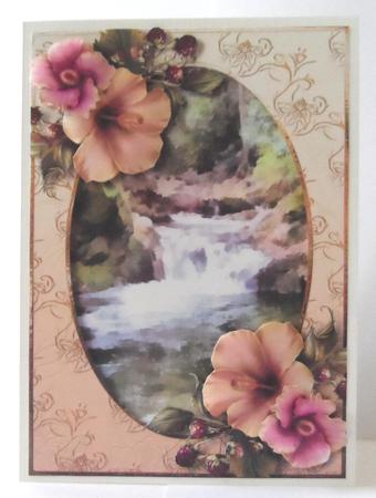 Hibiscus & Berries at the Waterfall by Jean-Marie Penny