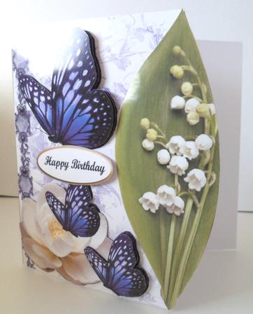 White Flowers & Blue Butterflies Card Top & Decoupage by Jean-Marie Penny