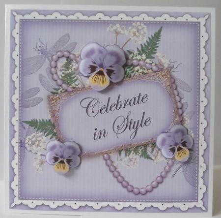 Pblue Pansy Celebrate in Style 8in Vintage Decoupage Topper by Jean-Marie Penny