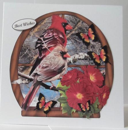 River Window & Bird Couple with Flower & Butterfly Decoupage by Jean-Marie Penny