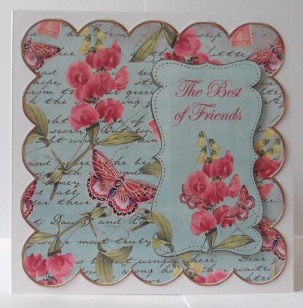 Teal Sweetpea Best of Friends 8in Scallop Topper by Jean-Marie Penny