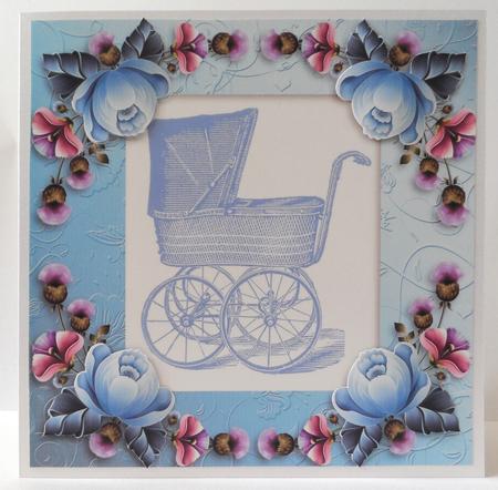 Gorgeous Vintage Blue Pram - New Baby Boy by Jean-Marie Penny