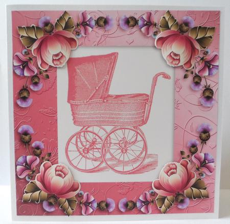 Gorgeous Vintage Pink Pram - New Baby Girl by Jean-Marie Penny