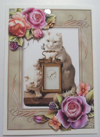 Vintage White Cats & English Roses by Jean-Marie Penny