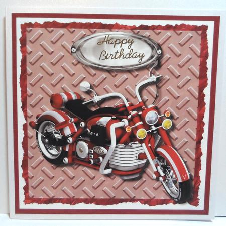 Red Motorbike Quick Card - Dad, Son, Brother by Jean-Marie Penny