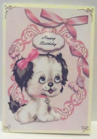 Cute Fluffy Grey Dog with Pink Bow by Jean-Marie Penny