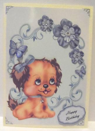 Lovely Brown Dog with Little Blue Bow by Jean-Marie Penny