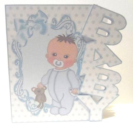 Little Boy in Blue Baby-grow Baby Card by Jean-Marie Penny