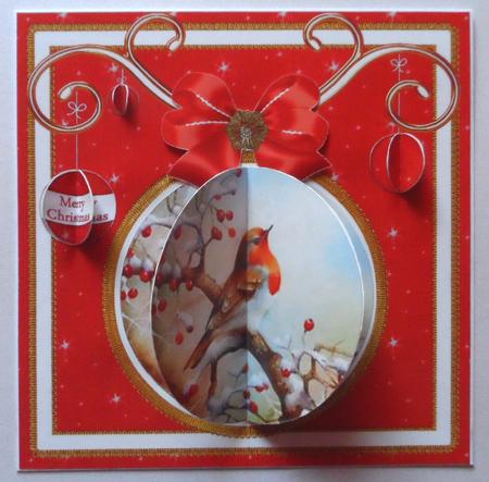 Red Robin 3D Bauble 8in Card Front Mini Kit by Jean-Marie Penny