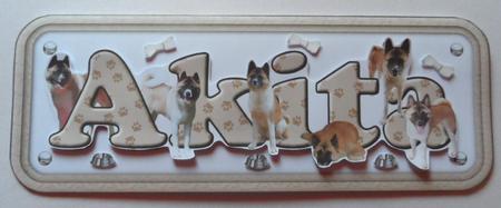 Akita Name Sign 3D Decoupage by Jean-Marie Penny