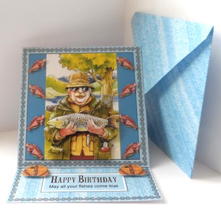 Fishing Fisherman Easel Card Sil Mac Cut Version Ks by Jean-Marie Penny