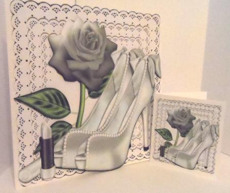 Pretty Silver and Pearl Shoes with Rose A4 by Jean-Marie Penny