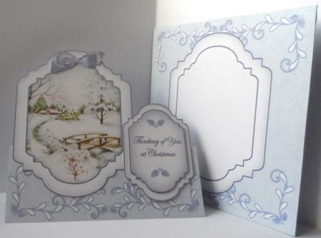 Blue Snowscene Thinking of You Fancy Stand Up Card Kit by Jean-Marie Penny