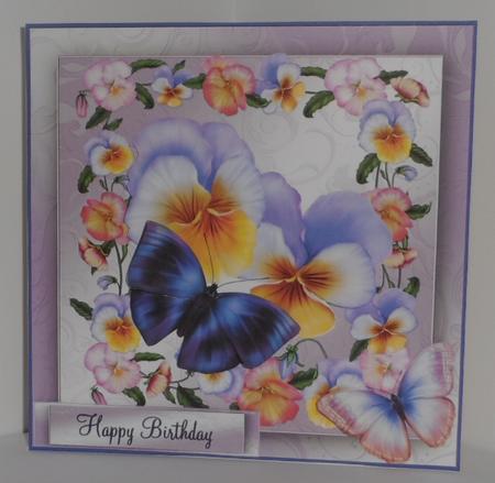 Pansies on Shimmering Lilac Topper by Jean-Marie Penny