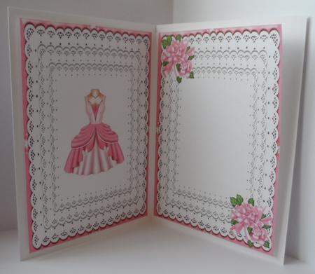 Pink Party Dress on Lace A5 Insert by Jean-Marie Penny