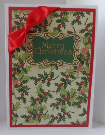 Merry Christmas Greeting Labels in Gold Edged Swirly Frame1 by Jean-Marie Penny