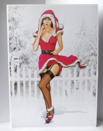 1950's Pin Up Girl Eva Grace Winter Wonderland Cerise A4 by Jean-Marie Penny
