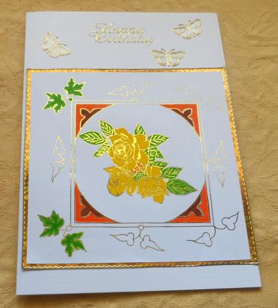 Digital Stamp - Roses in Square Frame with Leaves by Jean Pennington
