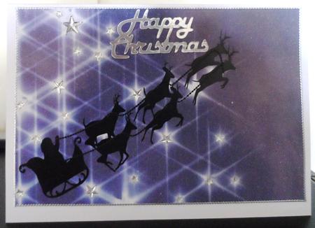 Santa in His Sleigh with Reindeers Silhouette by Jean Pennington